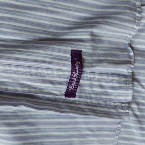 English Laundry cotton 16 34/35 , purple blue & white stripes patterned cuffs - Picture 3 of 6